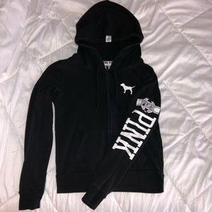PINK Cropped Zip-Up Hoodie